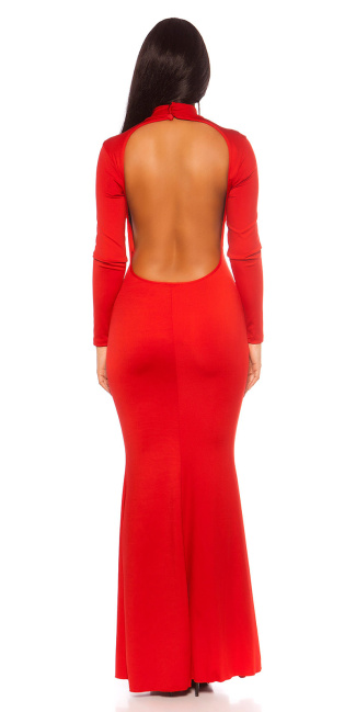 Turtleneck dress with WOW back Red